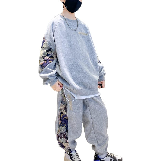 [Mouhokyo] Jersey, Boys' Top and Bottom Set, Children's Clothes, Setup, Sweatshirts, Boys' Sportswear, Spring/Autumn, Sportswear, Casual, Long Sleeve, Junior Clothes, Everyday Wear, Going to Kindergarten, School, 120-170cm