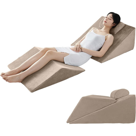 Axelrod Triangular Pillow, Backrest, High Resilience, Mat, Smooth Triangular Cushion, Waist Cushion, Semicircular Pillow Included, Reflux Esophagitis, Large, Foldable, Diagonal, Convenient Goods (Gray Green)