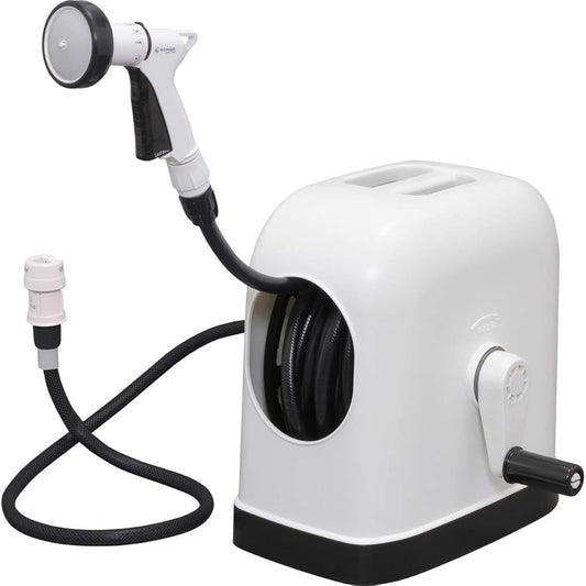 Iris Ohyama Hose Reel, High Durability Hose Reel HG [3x Strength] 20m with Faucet Joint, Hose Inner Diameter 12mm, Uses Hose with Pressure Resistant Thread, Water Shape Switching Function FHHG-20, White