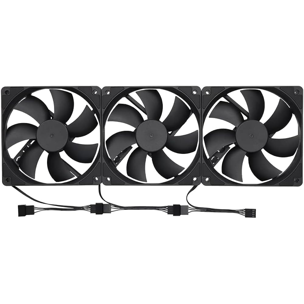 Owltech Daisy Chain Connectable Heavy Duty Case Fan 2 Ball Bearings 120mm Size Black Set of 3 OWL-FE1225PWM-D3P