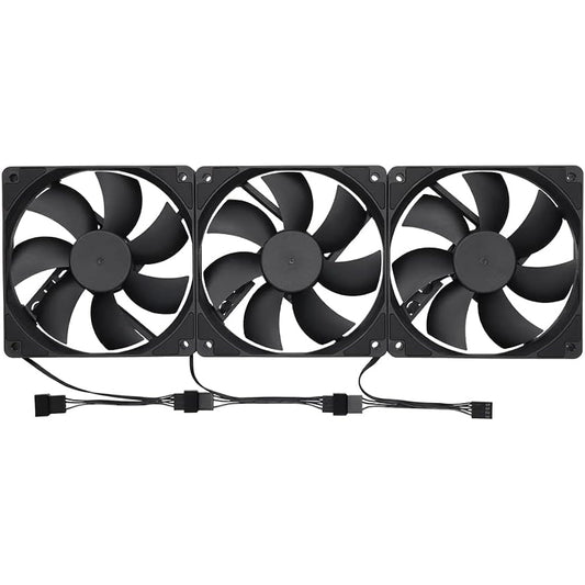 Owltech Daisy Chain Connectable Heavy Duty Case Fan 2 Ball Bearings 120mm Size Black Set of 3 OWL-FE1225PWM-D3P
