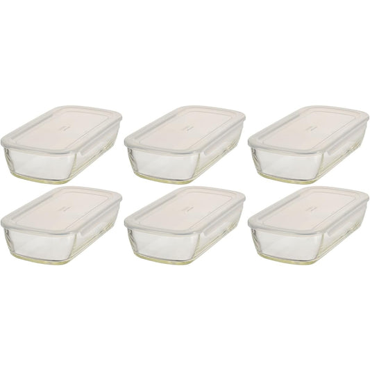 HARIO Made in Japan Heat-resistant Glass Storage Container Square 900ml BUONO kitchen KSTL-90-TW Set of 6 Clear