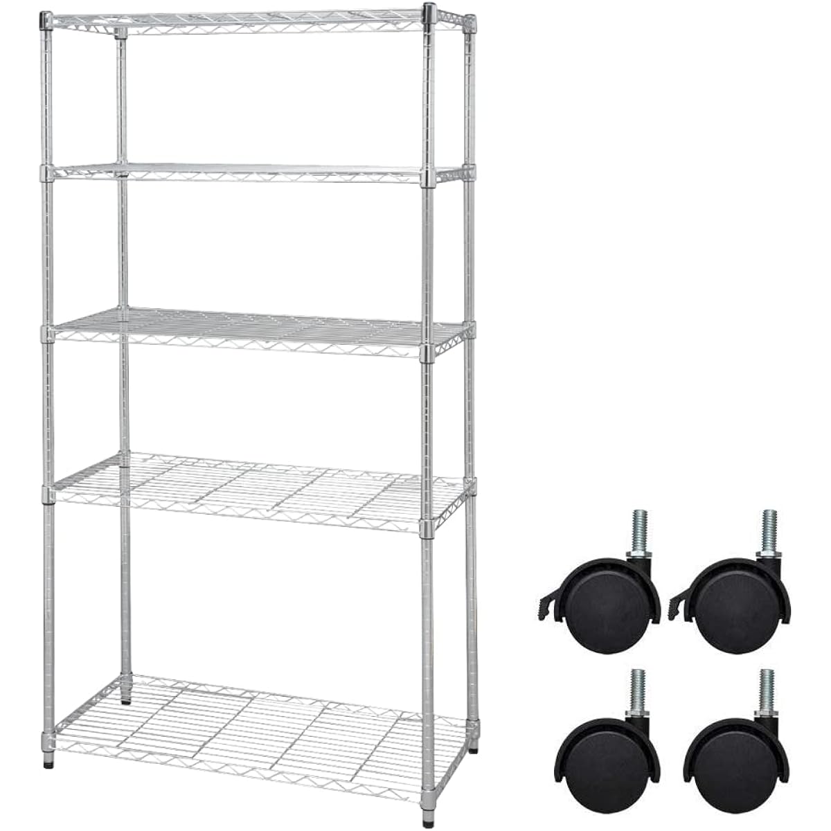 Iris Ohyama Metal Rack Body with Casters Width 91 x Depth 46 x Height 178.5cm 5 Tiers Load Capacity 60kg Pole Diameter 25mm Steel Rack Rust Resistant Rust Resistant Shelf SE-918EC