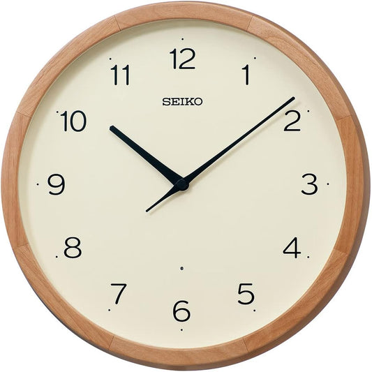 Seiko Clock Wall Clock Radio Analog Wooden Frame Light Brown Wood Diameter 300 x 48mm KX272B