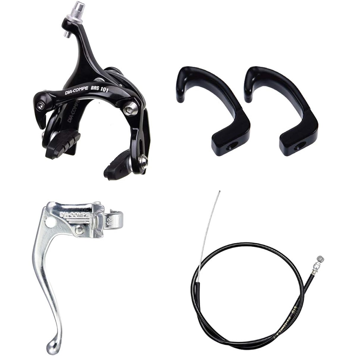 DIA-COMPE Track Bike Brake Set for Front Wheel (Pist Bike Brake Set) DIA-COMPE 101 TRACK BRAKE SET for Front BRS101 BRS-101 Track Brake Set for Aero Fork/Aero Black