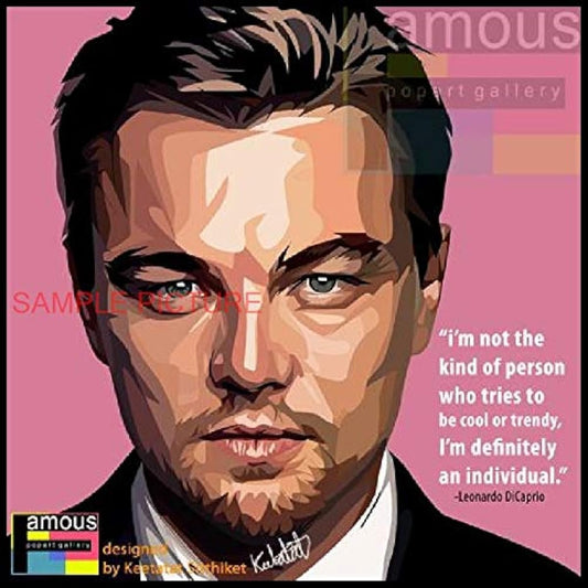 Leonardo DiCaprio Design A Overseas Graphic Art Panel Wooden Wall Hanging Poster for Interior (26*26cm Art Panel Only)