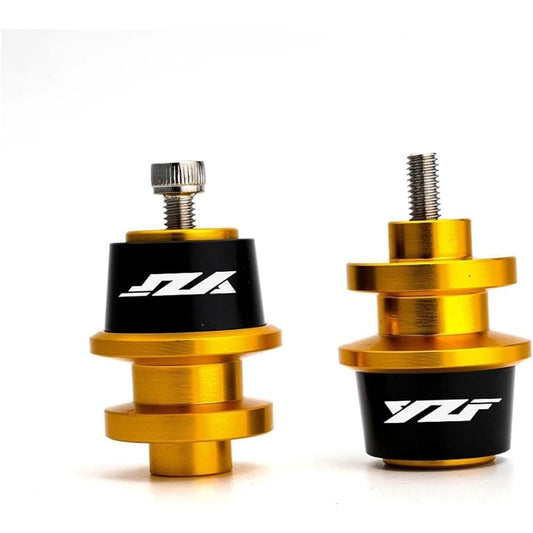 Motorcycle Bobbin Slider Stand 6mm Motorcycle Accessories CNC Aluminum Swing Arm Spool Stand Screw Slider For YZF R1 R3 R6 R25 1999-2021 2020 2007 2019 (Color: Gold, Size: B)