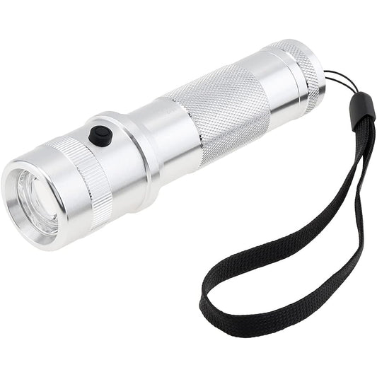 SecurityIng CF01 10 Colors Flashlight Battery Operated 300 Lumens Flashlight LED Flashlight IPX4 Waterproof with Handheld Disaster Prevention Outdoor Camping Climbing Night Fishing Walking AAA Batteries (Batteries Sold Separately) (Silver)