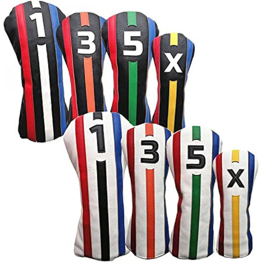 Sunbro Golf Colorful Stylish Corfu Head Cover, Suitable for Driver/Wood/Utility, Very Conspicuous, High Quality PU Leather, Waterproof, Set of 4 (DR*FW*FW*UT)