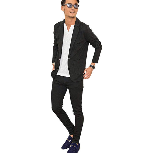 [Bitch] Men's Unisex Top and Bottom Setup Tailored Jacket Long Pants Calze Plain VIJP18-15