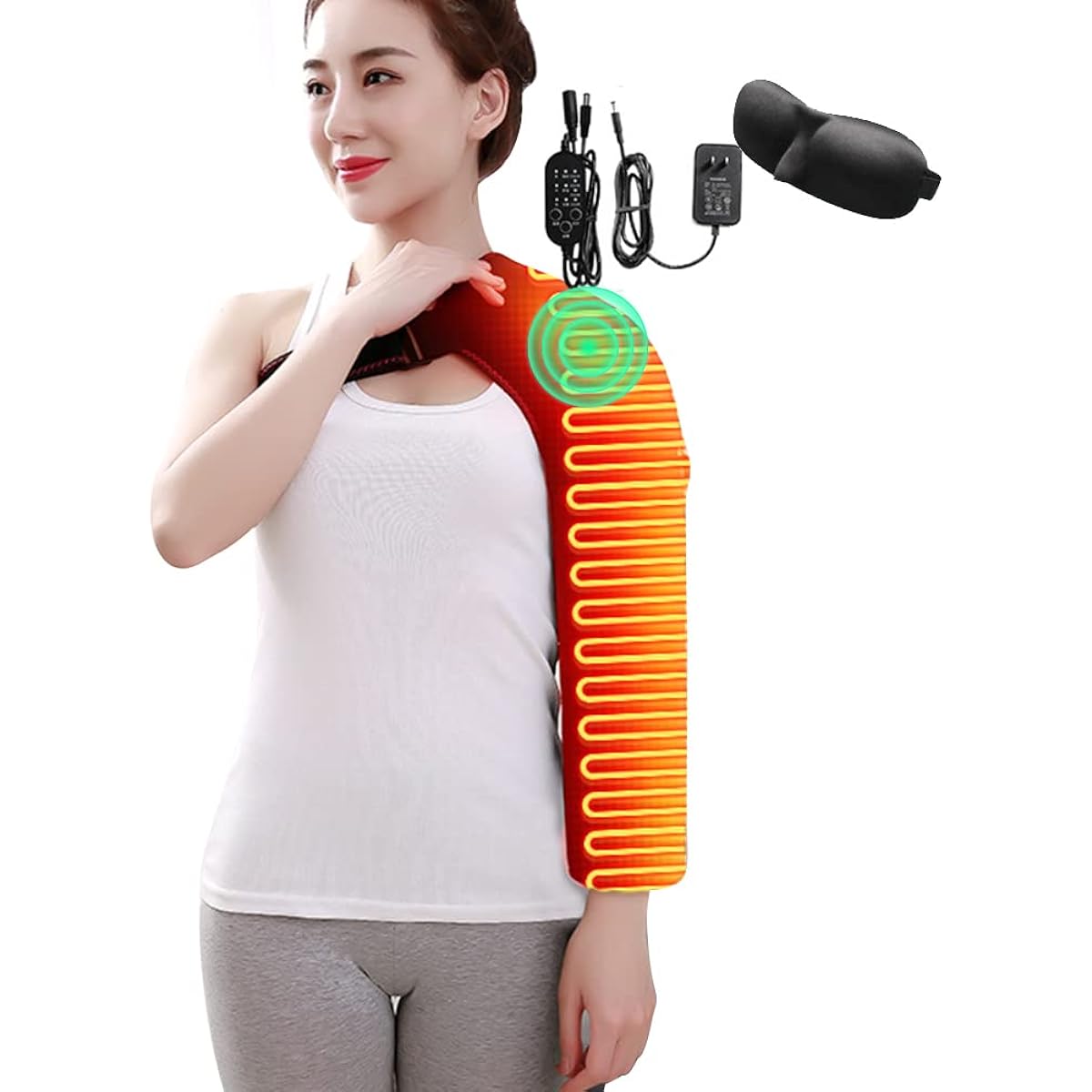 Electric Shoulder Pad 65℃・60℃・55℃ Far Infrared Heating Electric Heating Shoulder Rest Shoulder Support Heater 3 Stair Vibration Levels 4 Stage Timer 12V Safe Heating Hot Mat Washable Overheat Protection Unisex One Size Fits Most 4 Types
