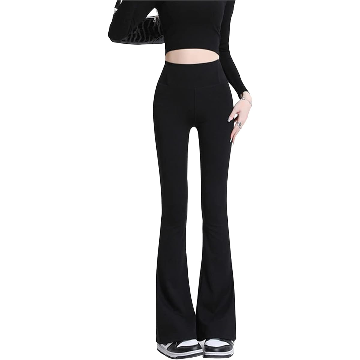 [VYOOU] Flare Pants, Yoga Pants, Boot Cut Pants, Women's Trousers, Beautiful Legs, Stretchable, High Waist, Stretch, Sleek, Black, Gray