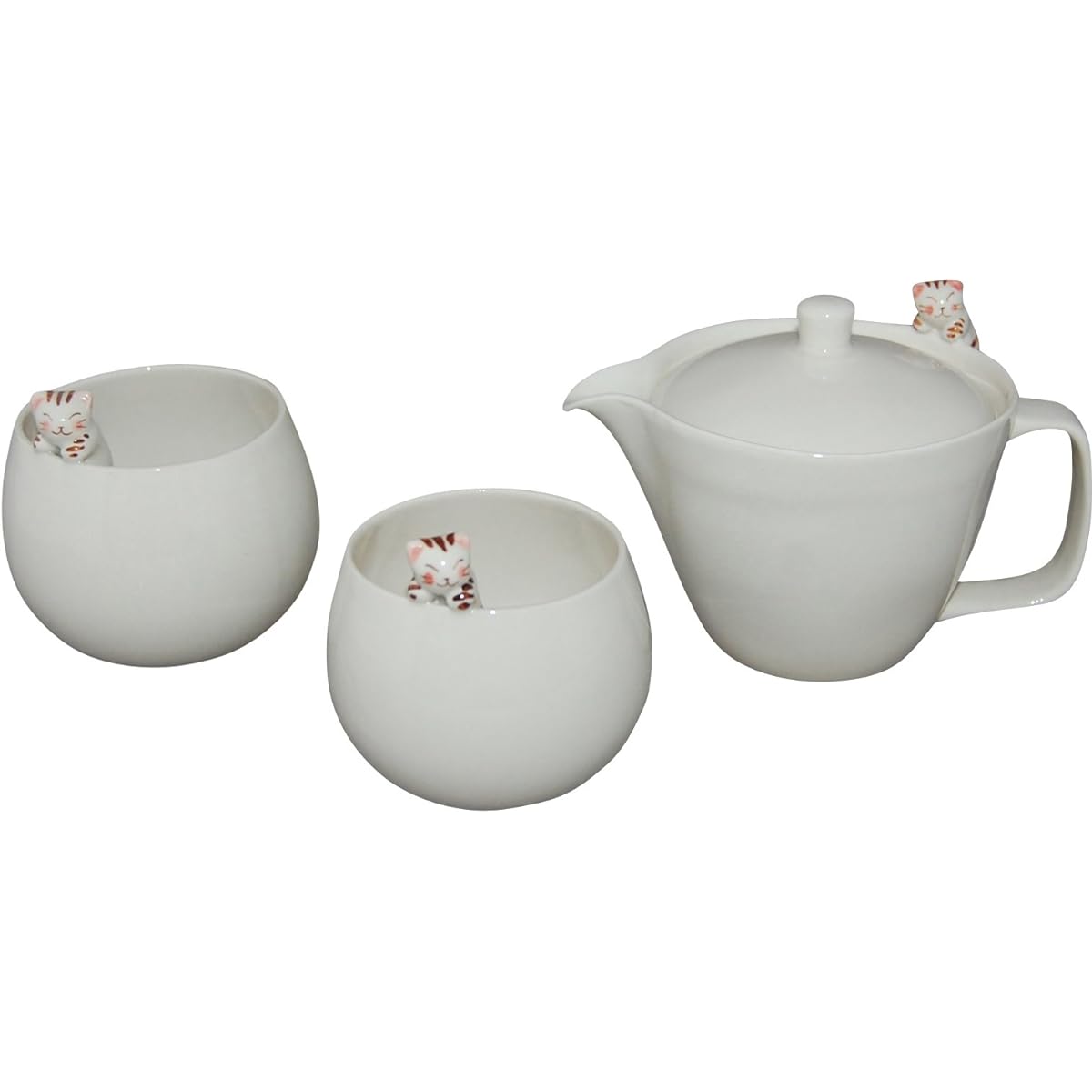 Hasami ware Kikusho kiln Cat pot & round cup 2 piece set (presentation box included) (Tora inside)