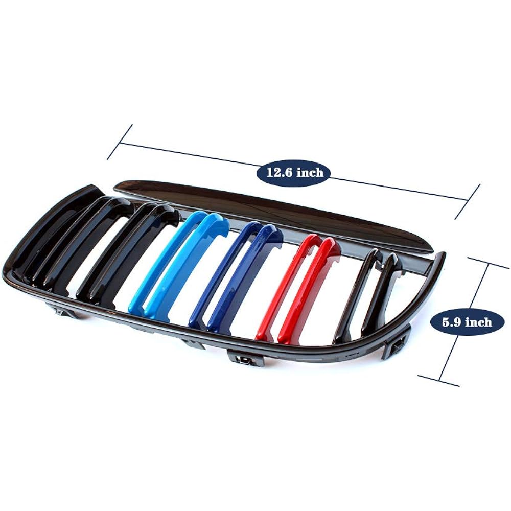 SNA E90 Grill M Color 2004-2008 BMW 3 Series E90 E91 M3 compatible (Double Slat M Color Kidney Grill 4 pieces)