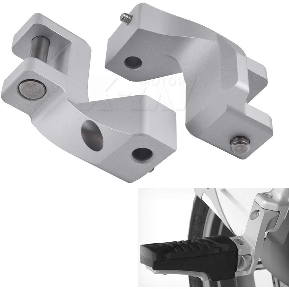 BMW R1200GS LC 2013-2018, R1200 GS LC ADV 2014-2018 Motorcycle Passenger Footpeg Lower Kit Footpegs (Silver)