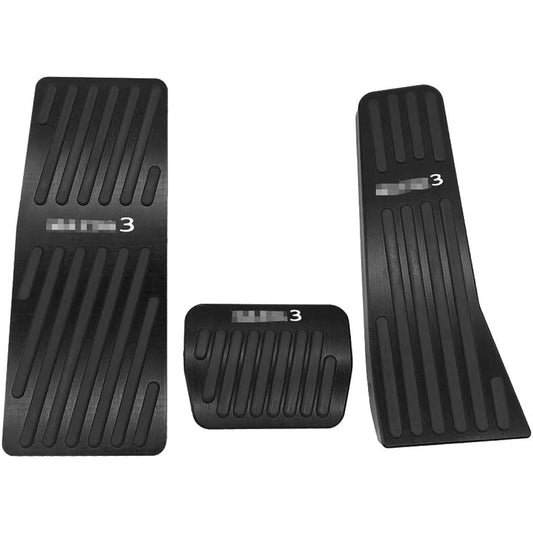 Boyous Mazda 3 Dedicated Aluminum Pedal Cover, Brake, Footrest, Accelerator Pedal, 3-Piece Set, No Drilling Required, Includes MAZDA3 Logo, Scratch-Resistant, Stain Resistant, Compatible with New MAZDA3 Sedan/Fastback BP Series (May 2019 and Up) (Black)