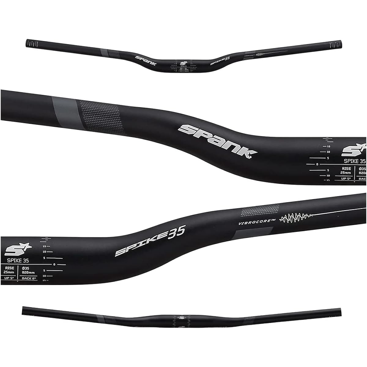 Spank Spike 35 Vibro Core Handlebar Rise 25mm Clamp Diameter 35mm Black SS69141