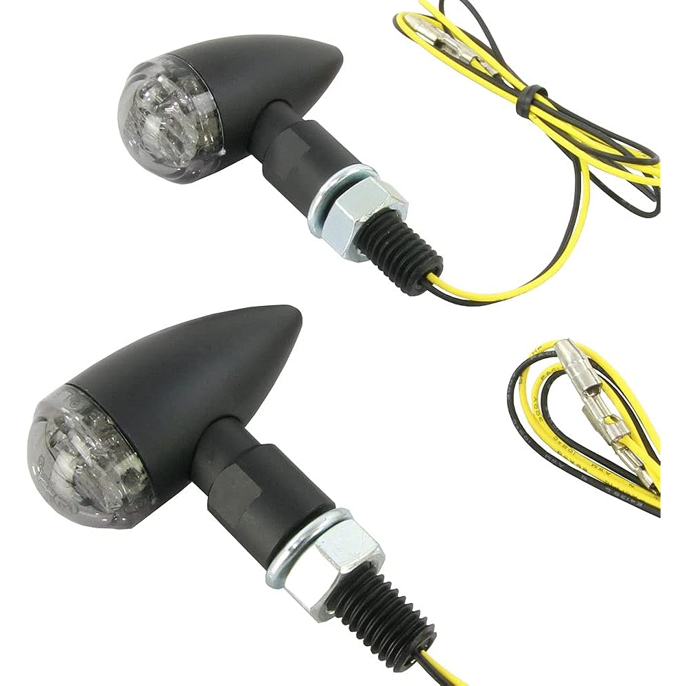 Micro Mini LED Bullet Turn Signal Ultra Small Turn Signal Black Body Smoke Lens Vehicle Inspection Compatible 1 Set