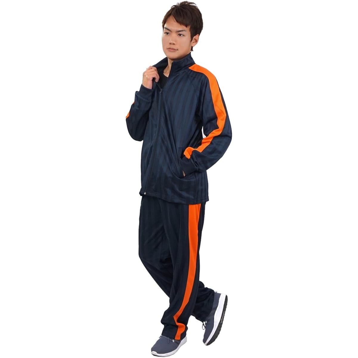 [Stayland] Jersey top and bottom set, shadow stripe pattern, side lines, pockets available, men's