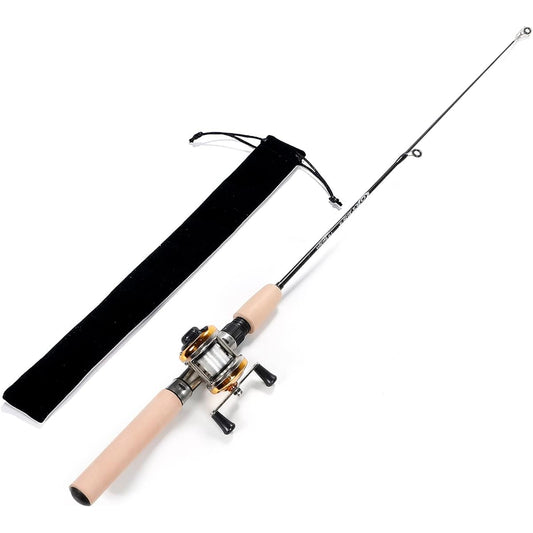 VILTAGE Fishing Rod Set/Compact Rod Double Shaft Reel/75cm Smelt Hole Fishing Burakuri Probing/Saltwater Compatible Rod Case Included