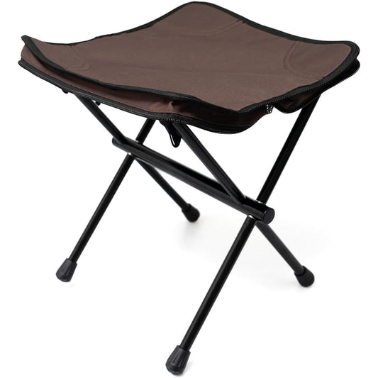 Outdoor Chair, Folding Chair, Integrated Storage Bag with Zipper, Camping Chair, 3-Way Use, Compact, Ultra Lightweight, Load Capacity 100kg, Aluminum, Portable, Convenient BBQ, Bonfire, Fishing, Mountain Climbing (Brown)