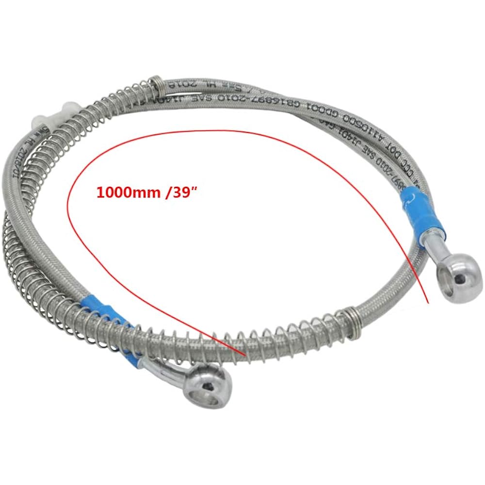 SYUU 1000mm 100cm M10 Reinforced Hydraulic Brake Oil Hose Line Banjo Fitting Stainless Steel End Braided Cable for Motorcycle Pit Dirt Bike Enduro Motocross Street Bike Sport Bike
