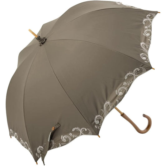 [Lu&Sea] Parasol, UV protection, 100% light blocking, long umbrella, ALUCOOL Corso, UV protection, for both sun and rain, women's, large, elegant, super water repellent, completely blackout, heat shielding, cool, 8 ribs, bamboo handle, frog tension, embr