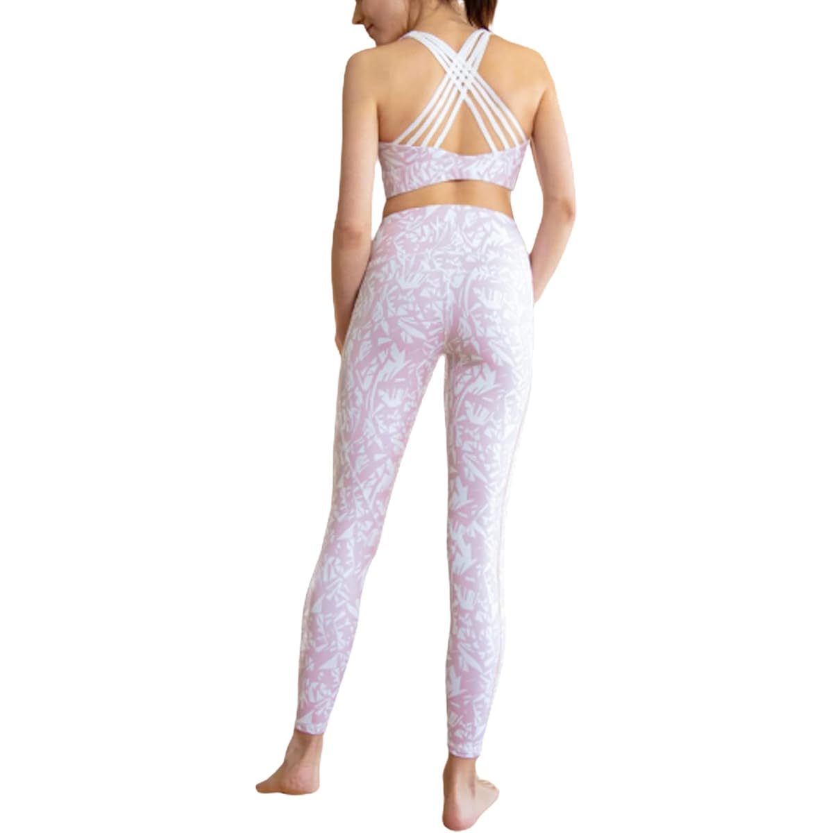 [VeroMan] Yoga Wear Top and Bottom Set Women's Setup Sports Bra Leggings Stylish Botanical ppi-wsi31