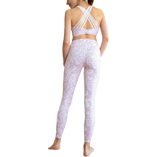 [VeroMan] Yoga Wear Top and Bottom Set Women's Setup Sports Bra Leggings Stylish Botanical ppi-wsi31