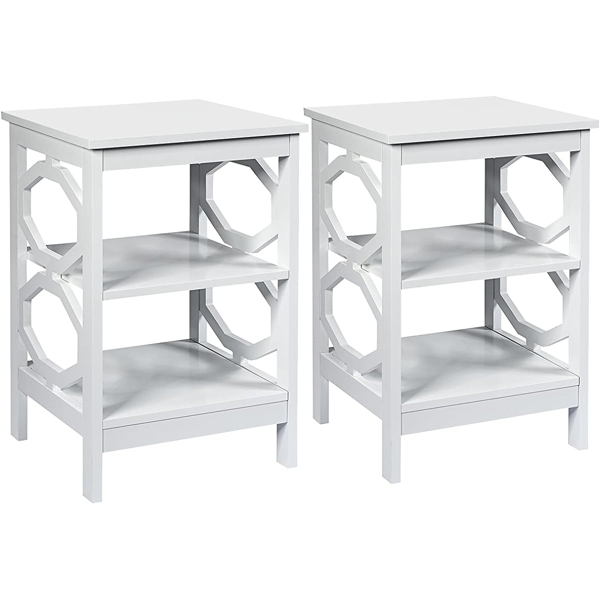 Giantex Side Table, Set of 2, Bedside Table, Night Table, Width 40 x Depth 40 x Height 61cm, Load Capacity 20kg, Sofa Side Table, Low Table, Coffee Table, Stylish, Stable (White - 2 points)