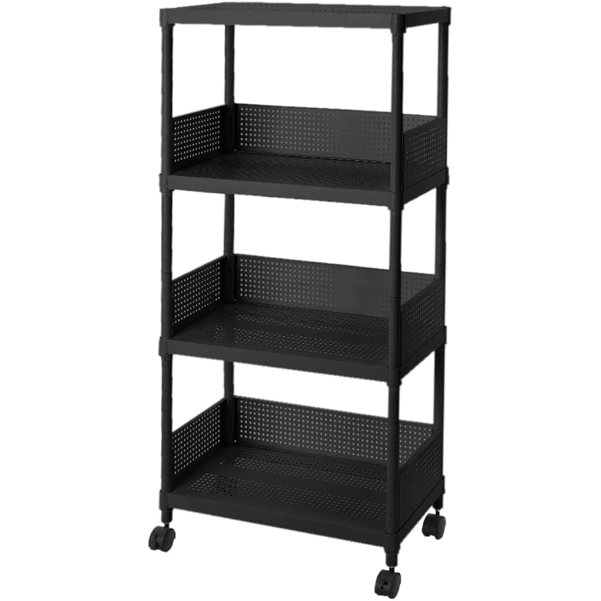 Iris Plaza Steel Rack 3 Tier Steel Shelf Punching Storage Shelf Storage Rack Multi Rack Open Steel Shelf Bookshelf File Wagon Kitchen Wagon Side Wagon Wagon Rack Height Adjustment Storage Furniture Width 30 Interior SPR-01 (Black)