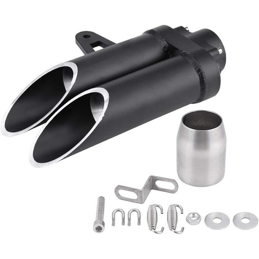 Exhaust Tail Pipe Double Rear Pipe Carter Exhaust Pipe Diameter 51mm Motorcycle Parts Applicable to Yamaha R6 MT-03 MT-07 MT-09 (28CM)