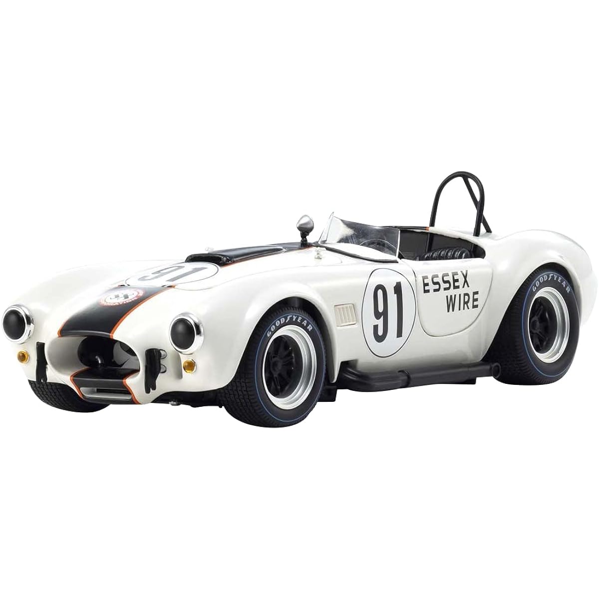 Kyosho Original 1/18 Shelby Cobra 427 S/C ESSEX WIRE #91 White/Dark Blue Finished Product KS08047EW