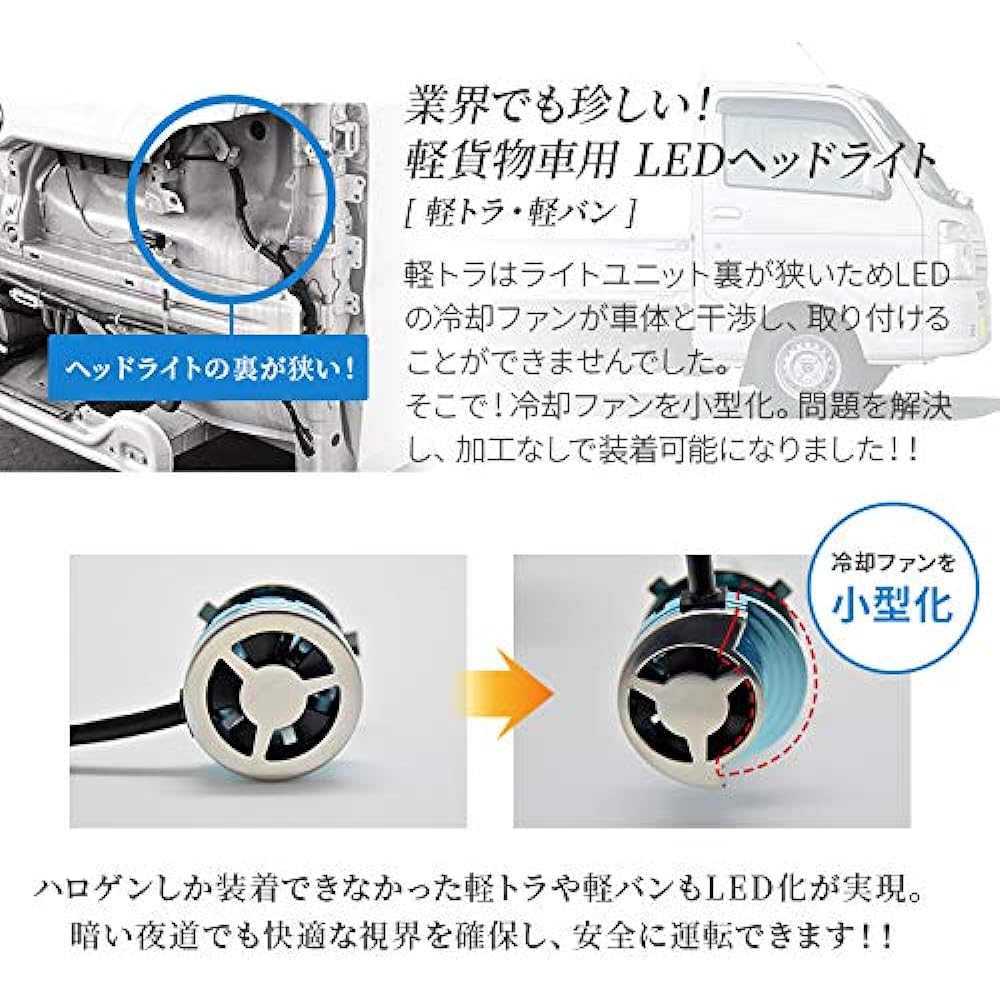 Nippon Lighting [High Spec Model] LED Headlight for Light Vans/Light Tigers H4 Vehicle Inspection Compliant, Lo; 6000K Hi: 6500K, Made in Japan, LED Headlight, 12 V Only