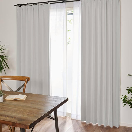 [King's Curtains] Ready-to-use curtain set of 4 in 6 colors and 7 sizes "Ryton" (2 drapes + 2 lace) Light blocking, heat shielding, mirror lace, shape memory, UV protection (width 150 cm x length 178 cm, gray)
