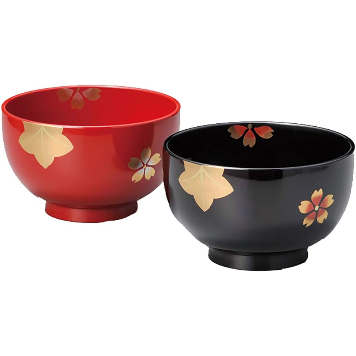 Echizen lacquerware couple's favorite bowl, approx. 13cm, set of 2, dishwasher safe, Spring and Autumn, Vermilion/Tame A-05