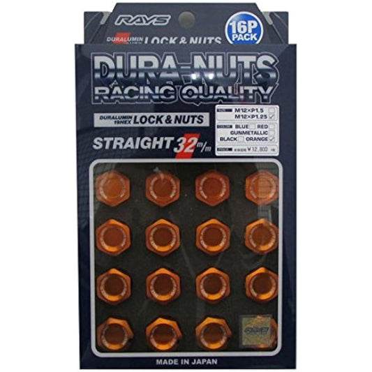 [RAYS] Duralumin Lock & Nut Set for L32 4H M12X1.25 Orange Anodized 74020001120OR