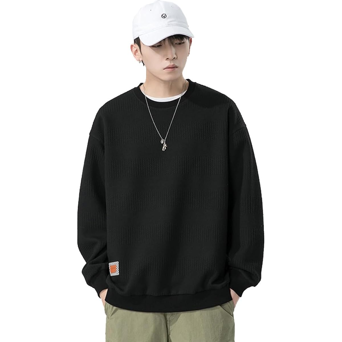 [FJLTDCP] Men's Parka Sweatshirt, Long Sleeve, Round Collar, Plain, Large Size, Loose, Durable, Windproof, Cold Protection, Casual Fashion, Simple, Comfortable, Autumn/Winter Clothes