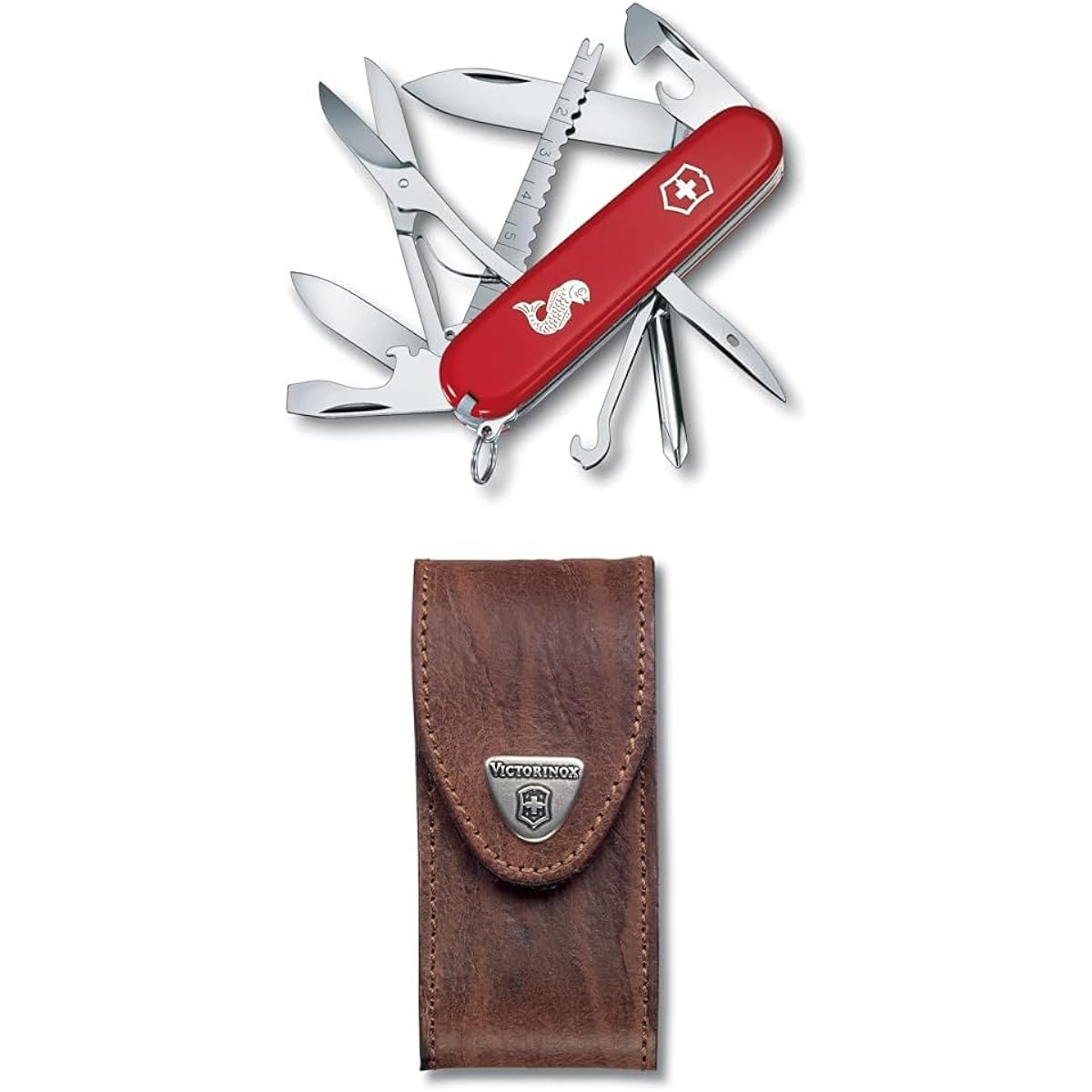 VICTORINOX Fisherman Swiss Army Knife, Multifunctional Knife, Fishing, Outdoor, Scissors and Peeling, Scale Remover, Includes Scale, Swiss Made Multi-Tool with 18 Functions [Domestic Genuine Product, Warranty Included] 1.4733.72