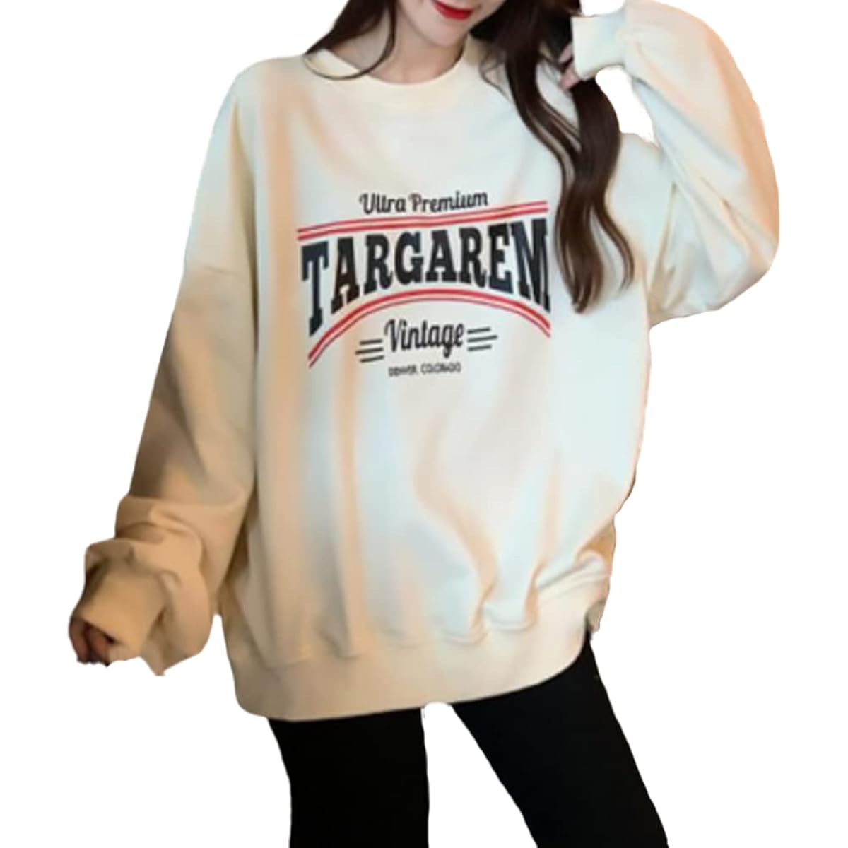 [Jotml] Women's Tops, Sweatshirts, Oversized, Casual, Pullovers, Fleece Lining