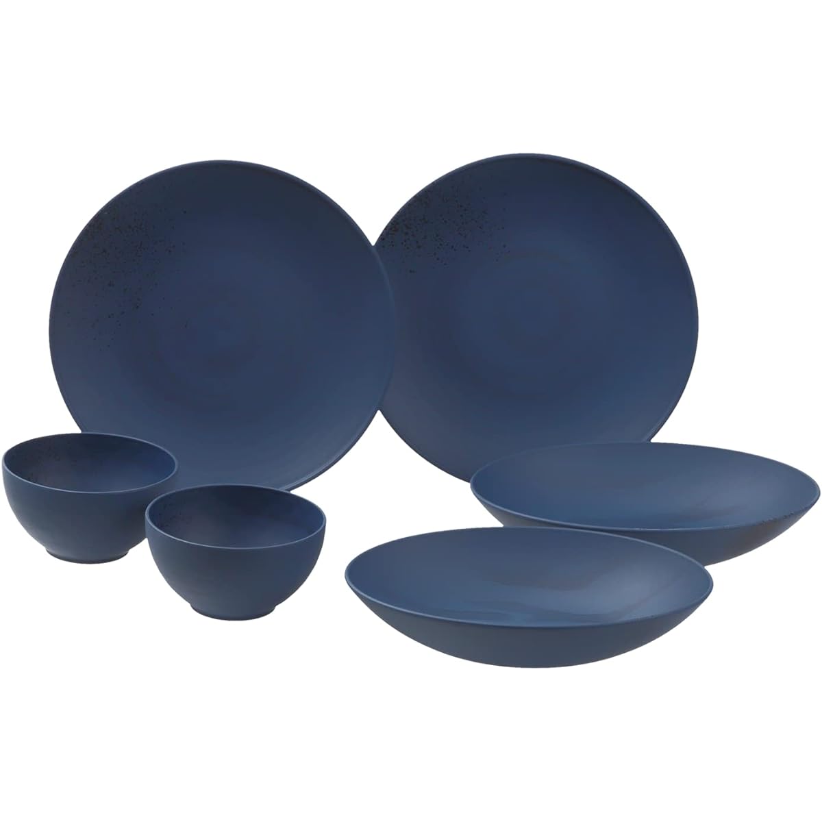 rebirth Japanese Tableware Series Tableware Set, 6 Pieces A, For 2 People, Plastic, Made in Japan, Light, Break-resistant, Microwave and Dishwasher Safe (Navy)
