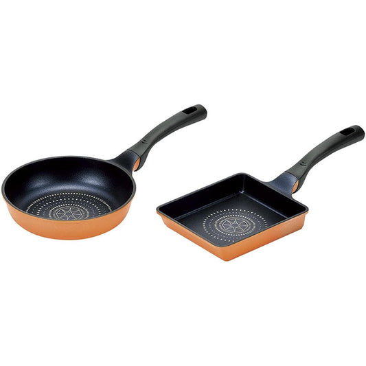 Yokoyama Frying Pan 20cm & Tamagoyaki 15 x 18cm Velite Ultra Light Cast Made For Gas Fire Only VL-500S