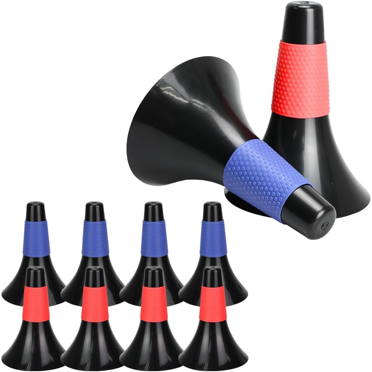 Lip Cone with Color Grip Sports Dribbling Track and Field Marker Stacking Impact Resistant Red/Blue 5 Pieces Each Set of 10