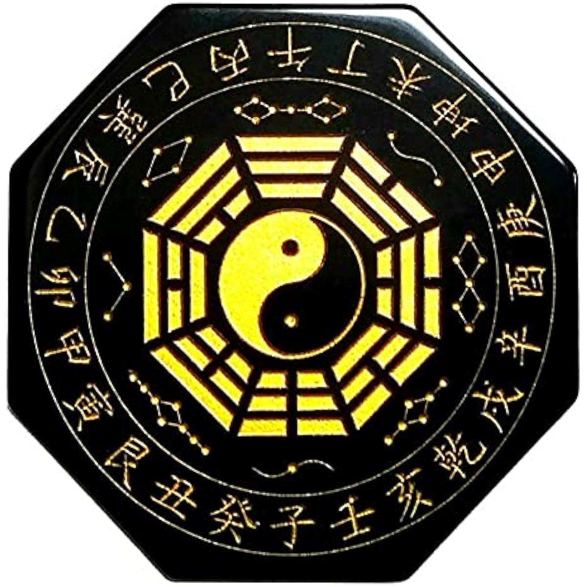 Feng Shui Tai Chi Bagua Board/Black Onyx/Diameter 65mm/ Good Luck Goods Feng Shui Goods Bagua Mirror Amulet Improve Financial Luck Improving Feng Shui Family Phase Amulet Warming Evil Amulet Improving Vibration Good Luck Purification Interior Power Stone