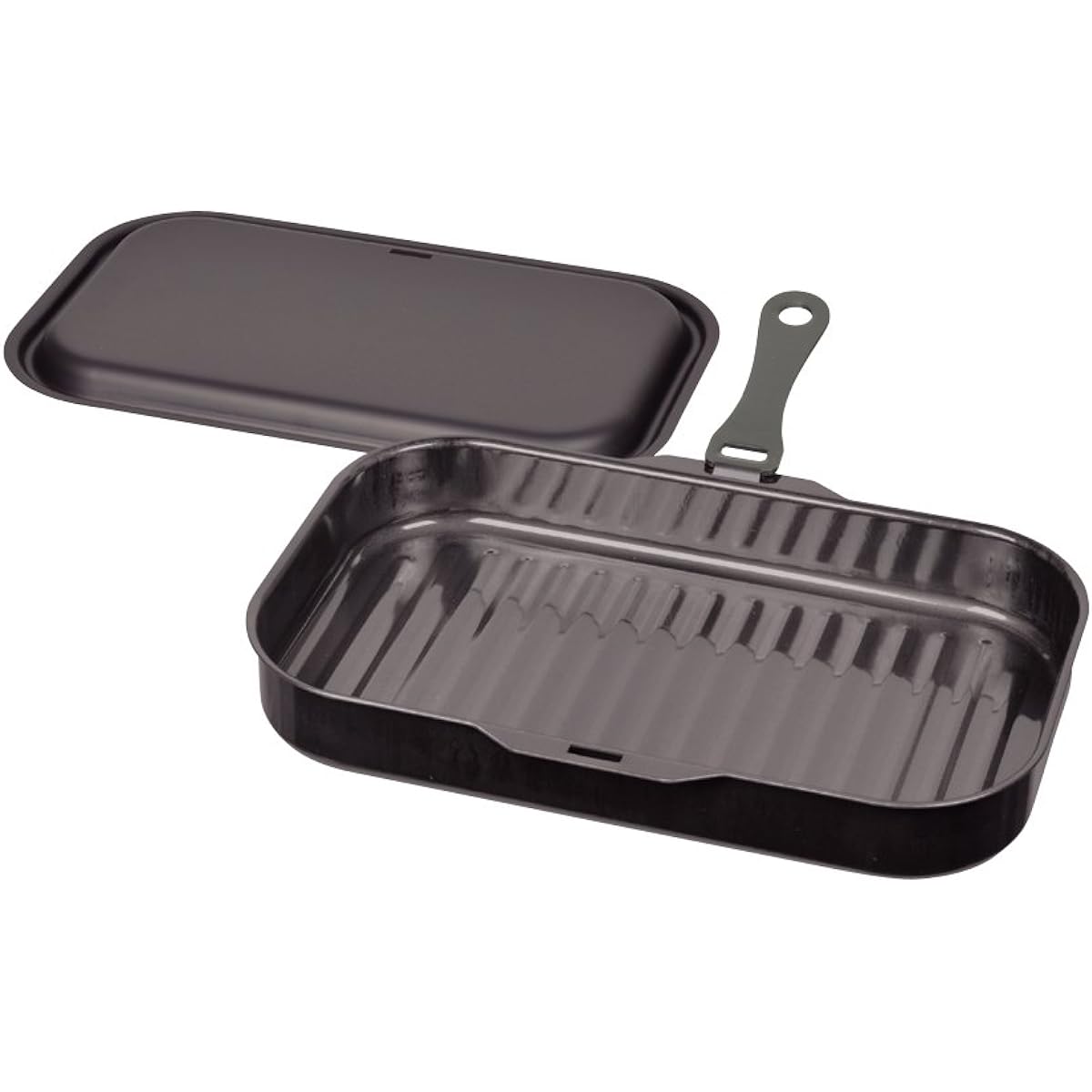 Pearl Metal Rucking Iron Square Grill Pan with Lid and Handle 30 x 18cm Wave [Made in Japan] HB-1955