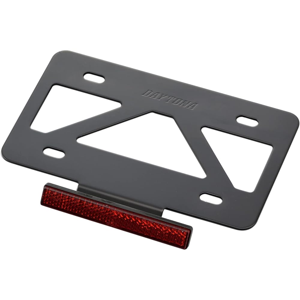 Daytona 99640 Motorcycle License Plate Holder, 125 cc or Smaller (Square Upper Corners), Lightweight, Stabilizer, Includes Reflector, Black, Compatible with 2021 Standards