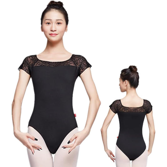 FLORPERRY Ballet Leotard, Women's, Short Sleeve Dance Clothes, Women's Dance Performance Clothes, Adults, Fitness Wear, Ballet Practice Clothes, Combined Dance Clothes, Rhythmic Gym Clothes, Performance Clothes, For Stage Use