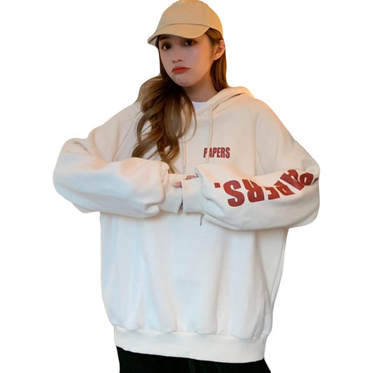 [MMTYRM] Women's Hoodie, Loose, Sweatshirt, Hoodie, Long Sleeve, Korean Sweatshirt, Hoodie, Oversized Hoodie, Hooded, Casual Top, Stylish, Thin, Autumn, Winter, Parka
