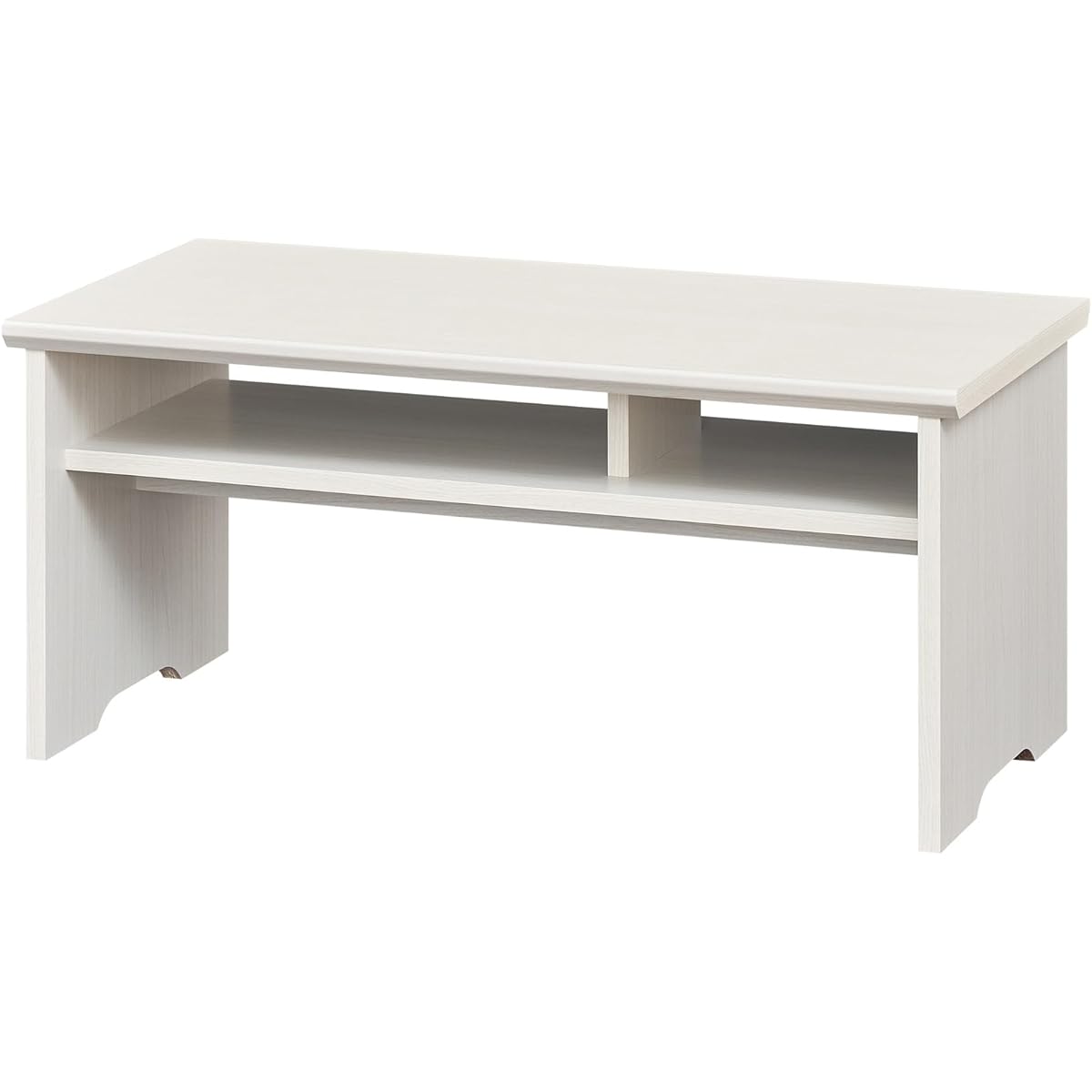 Shirai Sangyo Low Table Desk with Storage Wooden Compact size with a width of about 80cm perfect for a room where you live alone White White Wood Grain Basic Design Width 80.2 x Depth 39.6 x Height 36.5cm FUL-8040T WH Furnico