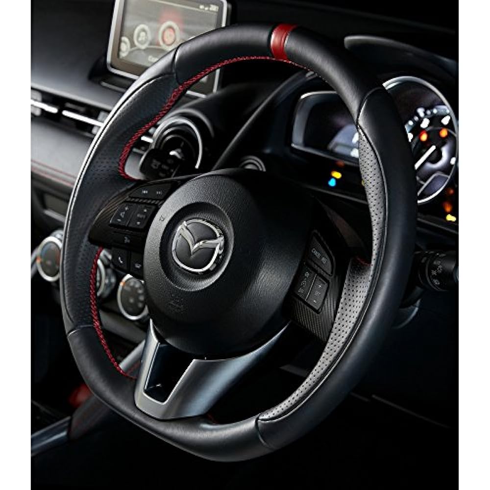 DAMD Steering wheel for Mazda vehicles SS360-M Nappa leather x red stitching [SS360M1]